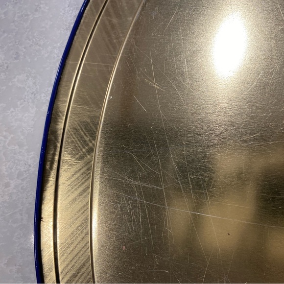 Christmas tray angels tin blue white reflective gold oval adorable - Picture 7 of 9